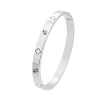 Madingos cirkonio dobilų apyrankės ir apyrankės moterims Prabangios prekės ženklo nerūdijančio plieno prisukami papuošalai Pulseiras Silver58-60mm