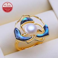 LSOOYH Natūralūs gėlavandeniai didelių perlų žiedai moterims, prabangus vestuvinis žiedas, tinkamos dovanos gimtadieniams, Motinos dienai ir kitoms šventėms adjustable balta
