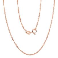Moteriška sidabrinė grandinėlė Singapore 1,5 mm su raudono aukso danga, 50 cm