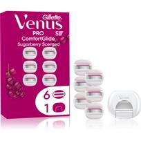Gillette Venus PRO ComfortGlide Sugarberry pakaitiniai peiliukai + apsauginis dangtelis 6 vnt.