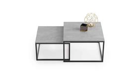 Betono dizaino kavos staliukas Twin 70x70x42cm / 60x60x36 cm, pilkos spalvos