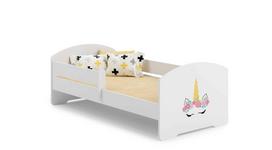 Vaikiška lova Luk su čiužiniu ir barjerine apsauga 144 cm x 77 cm x 56 cm, vienaragis