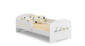 Vaikiška lova Luk su čiužiniu ir barjerine apsauga  164 cm x 85 cm x 63 cm, dinozaurai