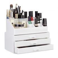 Makiažo organizatorius su stalčiais 19x23,5x14cm., baltos spalvos