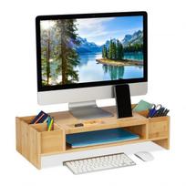 Monitoriaus stovas su skyriais 15,5x62,5x28cm., šviesiai rudos spalvos