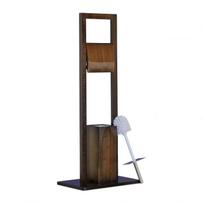 Tualetinio popieriaus stovas su tualeto šepečiu 82x36x21cm., tamsiai rudos/sidabrinės spalvos