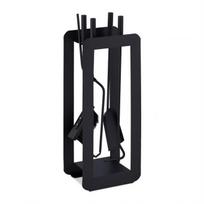 Rinkinys iš 4 židinio įrankių ir stovo 60x22,5x16cm., juodos spalvos