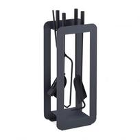 Rinkinys iš 4 židinio įrankių ir stovo 60x22,5x16cm., tamsiai pilkos/juodos spalvos