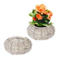 Rinkinys iš 2 sodo vazonų 10x20cm., šviesiai rudos/baltos spalvos