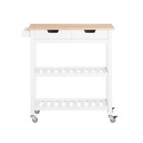 Virtuvės vežimėlis 84x39x89cm., baltos/šviesiai rudos spalvos FKW68-WN