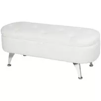Minkštas suolas su daiktadėže Homcom 114x47x46,5cm., baltos/sidabrinės spalvos