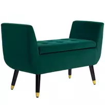 Minkštas suolas su daiktadėže Homcom 107x42x65cm., tamsiai žalios/juodos spalvos