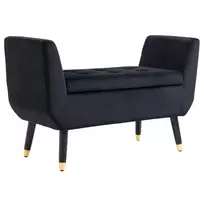 Minkštas suolas su daiktadėže Homcom 107x42x65cm., juodos/auksinės spalvos