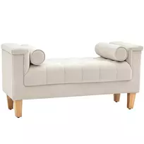 Minkštas suolas Homcom 115x44x58cm., smėlio/šviesiai rudos spalvos