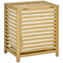 Skalbinių dėžė 55L Homcom 50x36x60cm., šviesiai rudos/baltos spalvos