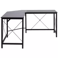 Kampinis rašomasis stalas Homcom 150x150x76cm., juodos spalvos