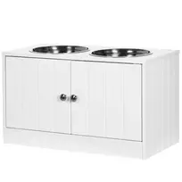 Dubenėliai su stovu PawHut 60x30x35,5cm., baltos/sidabrinės spalvos