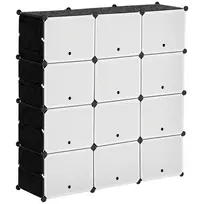 Modulinė batų spinta Homcom 125x32x125cm., juodos/baltos spalvos