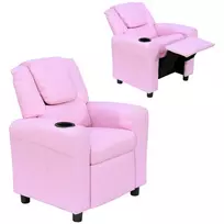 Vaikiškas fotelis su pakoju Homcom 62x52x69cm., rožinės/juodos spalvos