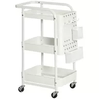 Virtuvės vežimėlis Homcom 51,5x32x75,6cm., baltos spalvos