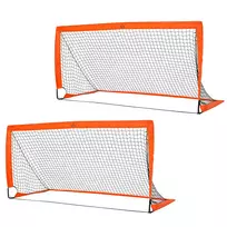 Rinkinys iš 2 futbolo vartų vaikams Homcom 183x90x90cm., oranžinės/juodos spalvos