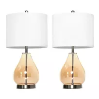 Rinkinys iš 2 stalo lempų Homcom 30x30x56cm., baltos/sidabrinės spalvos