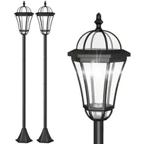Rinkinys iš 2 sodo šviestuvų su saulės baterija Outsunny 18,5x129cm., juodos spalvos