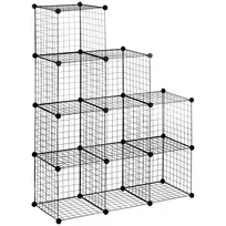 Rinkinys iš 9 modulinių dėžių Homcom 105x35x105cm., juodos spalvos 