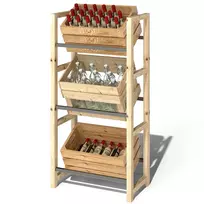 Gėrimų dėžių stovas Outsunny 56x32x112cm., šviesiai rudos spalvo