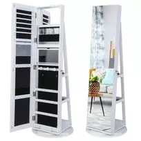 Pastatomas veidrodis-papuošalų spintelė 54,5x161cm., baltos/juodos spalvos