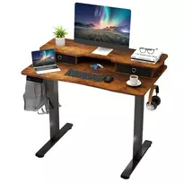 Elektrinis rašomasis stalas 100x60x132cm., rudos/juodos spalvos