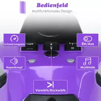 Elektrinis vaikiškas keturratis 60x94x73cm., violetinės/juodos spalvos