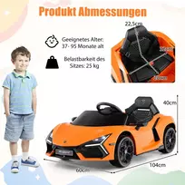 Vaikiškas elektrinis automobilis 104x60x40cm., oranžinės/juodos spalvos