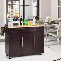Virtuvės sala ant ratukų 121,5x45,5x92,5cm., tamsiai rudos/šviesiai rudos spalvos