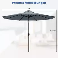 Lauko skėtis 300x253cm., pilkos/juodos spalvos