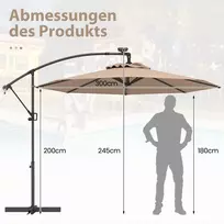 Lauko skėtis 300x245cm., rudos/juodos spalvos