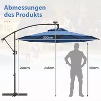 Lauko skėtis 300x245cm., mėlynos/juodos spalvos