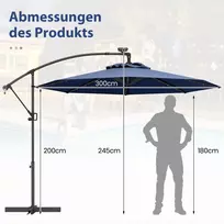 Lauko skėtis 300x245cm., tamsiai mėlynos/juodos spalvos