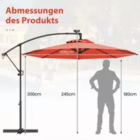 Lauko skėtis 300x245cm., oranžinės/juodos spalvos