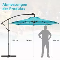 Lauko skėtis 300x245cm., mėtinės/juodos spalvos