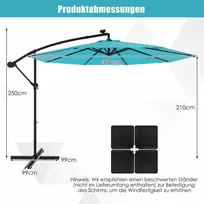 Lauko skėtis 300x300x250cm., mėtinės/juodos spalvos