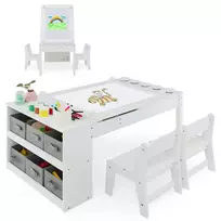 Vaikiškas stalas su kėdėmis, baltos spalvos
