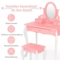 Vaikiškas tualetinis staliukas su kėdute, rožinės/baltos spalvos