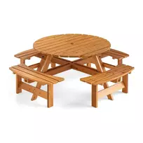 Pikniko stalas 179x179x70cm., šviesiai rudos spalvos