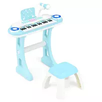 Vaikiškas žaislinis pianinas su kėde, mėlynos/baltos spalvos