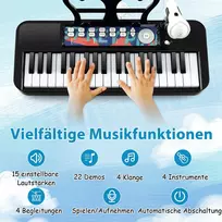 Vaikiškas žaislinis pianinas su kėde, juodos/baltos spalvos