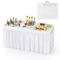 Turistinis sulankstomas stalas 150x60x75cm., baltos/pilkos spalvos