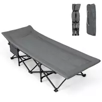 Turistinė sulankstoma lova 190x68,5x48,5cm., pilkos/juodos spalvos