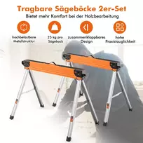 Rinkinys iš 2 pjūklos stovų 106x76x59cm., sidabrinės/oranžinės spalvos