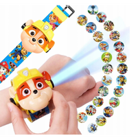 Paw Patrol Rubble vaikiškas laikrodis su projekcija